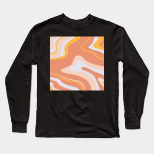 groovy boho, pink and yellow marbled abstract print Long Sleeve T-Shirt